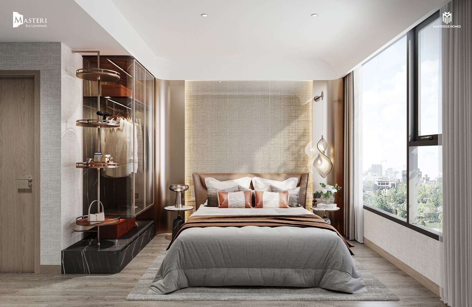 Phòng ngủ ấm cúng căn hộ Masteri Era Landmark